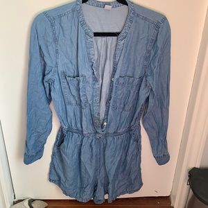 Worn Faux Jean Jumpsuit